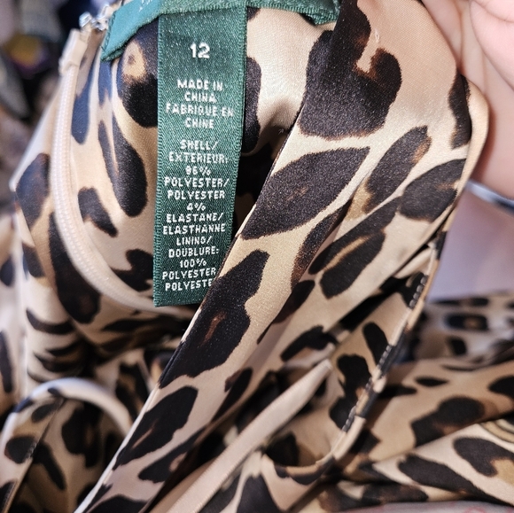 Lauren Ralph Lauren ruched animal print dress size 12 - Picture 6 of 6